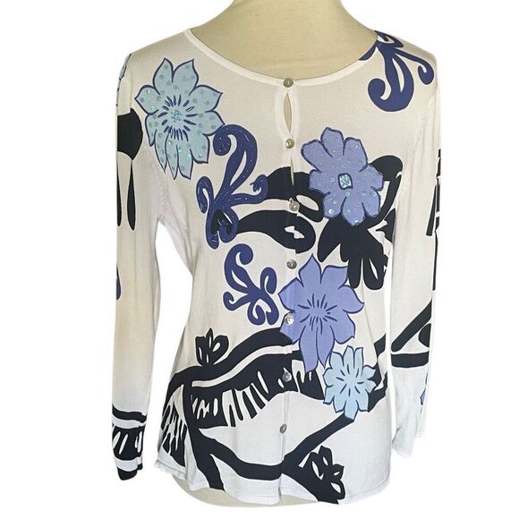 VENUE Abstract Floral Sequin Embellished Cardigan Size Large - Picture 2 of 9